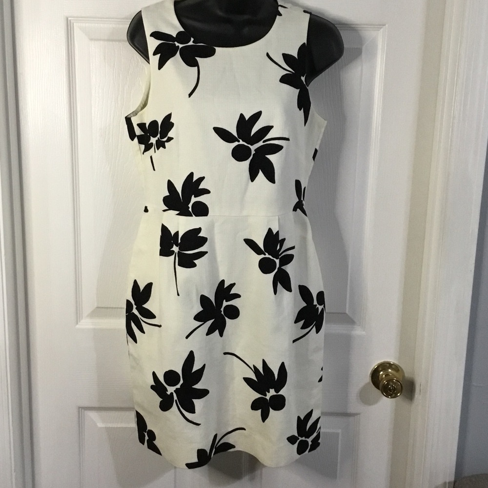 J. Crew cream & black sleeveless dress, size 4.